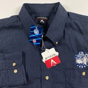 NWT Antigua Georgetown Hoyas Button Down Shirt Mens 2XL Navy Blue XXL Cotton